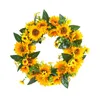 Dekorative Blumen Sonnenblumenkranz Festivalentür Dekoration Halbkreis Outdoor beleuchtet Weihnachten