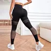 Leggings voor dames sexy hollow -out vrouwen naadloze mesh hoge taille heup hip lift gym workout slanke elastische brei yoga panty's