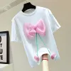 T-shirts pour femmes t-shirts arc love fleur vêtements blancs vêtements d'été lâche rond coule décontracté tout apparition des filles en haut des filles drop del dhr3t