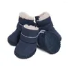 Hondenkleding 4 stks/set winter warme schoenen met haaklus sluiting laarsjes huisdier chihuahua rits laarzen niet-slip laars voor honden