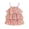 1223 Lioraitiin 04years Baby Kids Girls Slip Sukienka Dress Bez rękawów Drukuj Summer Aline Fashion Clothing 240326