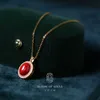 Red S925 sterling silver necklace with gold-plated high-end collarbone chain design personalized and simple pendant with a new temperament