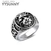 Clusterringe Yysunny Punk Boy Populärer Königskopf Ring Herren 925 Sterling Silber Round Domineering Animal Party Handschmuck L240402