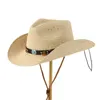 Boinas 1 PPC Hombres y mujeres Personalidad general Estilo bohemio Cowboy Handmade Straw Sombrero Playa Sunscreen