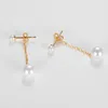 Dangle Earrings 925 Sterling Silver 6mm Pearl Drop Chain Jewelry Earring For Women Party Wedding Gift