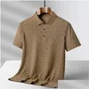 Mans Polos S Light Business Shirt à manches courtes 2024 Été Ice Silk Couleur solide simple décontracté tout-match T-shirt haut de gouttes