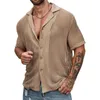 남자 티셔츠 섹시 중공 아웃 통기성 니트 셔츠 남자 여름 해변 캐주얼 셔츠 남성 짧은 슬리브 버튼 단색 셔츠 2443