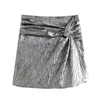 Short féminin Trafza jupes pour femmes vintage gold mini jupe côté ferme