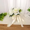 Decorative Flowers Silk Wedding Bouquets Bride Bridesmaid Holding White Artificial Rose Bouquet Accessories