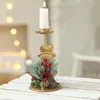 Portacandele 1PC Supporto natalizio Candeliere in ferro dorato Albero per la casa Ornamenti da tavolo natalizi Regali per 2024 anni