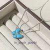 Collana designer di fascia alta 1: 1 Vanclef v Gold Blue Butterfly Necklace White Fritillaria Edition High Edition Versatile ed elegante Elegance Light Luxury Collar Chain Femmina