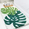 Bath Mats Design Green Leaves Microfiber Absorbent TPR Non Slip Backing Machine Washable Plant Leaf Thick Carpet Decor Rug