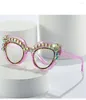 Lunettes de soleil Cat Eye Anti Blue Lumières Lumières Femmes Designer Diamonds Frame Retro Radiation Resistance Eyewea