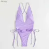 Kvinnors badkläder Sexig rygglös badkläder Kvinnor En bit baddräkt Sträng Lace-up Bathers Skurna ut Monokini Bathing Suit V Neck Swim Wear Beachwear Y240402