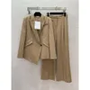 Marke Pant Anzug Damenanzüge zweiteiliger Designer Damenanzug 2PCS Mode Abendessen formelle Metallkette Dekoration Jacke hohe Taille gerade weit Beinhosen April 03