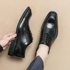 SURES BUTS Designer Mash Men Square Headed Lace Up Business British Style czarny czerwony rozmiar 38-46