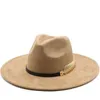 Boinas de camurça de camurça 9,5cm de largura Brim fedora homens mulheres outono inverno feltro chapé de jazz clássico fedoras chapau sombrero mujer