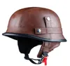 Leather German Style Retro and Vintage Half Open Face DOT Approved Motorcycle Helmet With Visor for Man and Woman306n9781687