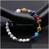 Charm Bracelets Universe Eight Planets Bracelet Guardian Star Men Natural Hematite Bead Women Solar System Energy Braclet Jewelry Gi Dhxpt