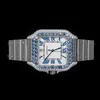 Lyxanpassad isad VVS 1 / VS1 GRA -certifierad svar Studdad Moissanite Diamond Bezel / Band Watch med läder