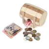 1PCS Wooden Money Box Piggy Bank Safe Money Box Savings Wine Barrel Wood Carving Handmade Piggy Bank Coins Storage Box 240401