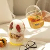 Wine Glasses Cute Coffee Milk Glass Cup Large Capacity Bubble Tea Lemonade Drinking With Straw Decor Home Bar Water Drinks Bottle