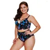 Da bagno femminile femminile plus size di costume da bagno triangolo a due pezzi set bikini imbottito costume da bagno ad alto taglio