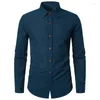Chemises décontractées pour hommes Coton Linage Vintage Cold Forde-Down Col à manches longues Spring Automne Blouse de bureau d'affaires