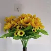 Decoratieve bloemen kunstmatige zijde realistische zonnebloemen boeket lange stengel voor huis bruiloft feestdecoraties nepbloem b03d