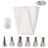 Baking Tools 8 PCS/Set Silicone Kitchen Accessories Icing Piping Cream Pastry Bag 6 Stainless Steel Nozzle Set DIY Cake Decorating Tips