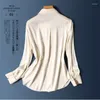 Blouses des femmes Chemises solides en satin Ycmyunyan-Women