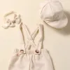 Fotografi Nyfödd fotografering Props Baby Boy Girl Photo Outfits Baby Romper With Hat Bow Baby Duschar Present 3del/Set