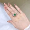 Cluster Rings S925 Silver Ring Green Tourmaline Inlaid With Fat Square 10 High Carbon Diamond Stunning Eye-catching Jewelry