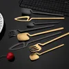 Flatware Sets 30Pcs Kitchen Cutlery Set Mat Black Dinnerware Knife Spoon Cake Fruit Fork 18/10 Stainless Steel Party Tableware