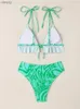 Kobiety stroju kąpielowego 2024 Nowe seksowne bikini kobiety Ruffles pomarańczowy krawat barwnik krawata do mikro kąpieli brazylijski kostium kąpieli strojów kąpielowych w talii
