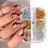 Grensoverschrijdende nieuwe nail art glitterpoeder ins goud en zilver goudfolie zijde platina scherf 6-pack boxed nagel sieraden nagel