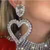 Kolczyki Dangle Fashion Najnowsze kobiety przesadzone duże serce kryształowy wisiorek błyszcząca porażerowa biżuteria ślub ślubna