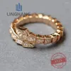 Cluster Rings 1:1 Custom -selling Brand Diamond Inlaid Snake Bone 925 Silver Luxury Classic Women's Jewelry Valentine's Day Gift