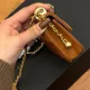 Vintage kapitone kahverengi klasik crossbody çanta tasarımcısı elmas desen lüks omuz kadın moda orijinal mini deri altın zincir kapağı el çantası