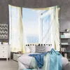 Paysage de mer esthétique Boho Home Comean Room Decor Mall suspendu Tapestry Décoration chambre Kawaii Macrame Curtain Art 240328