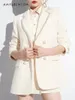 Robes de travail Abricot Costume d'affaires de haute qualité pour femmes Début du printemps 2024 Élégant Veste ample Slim Mini-jupe Gracefu Ensembles deux pièces