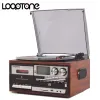 Högtalare Looptone 3 Speed ​​Vinyl Record Player Vintage Turntable BluetoothCompatible CD Cassette Player Högtalare AM/FM Radio USB Recorder