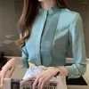 Frauenblusen Bluse -Hemd Top Frauen Blusas 2024 Stand Collar Office Frau Frau Langarm Chiffon Spring Blusa Top