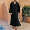 Abbigliamento etnico uomini musulmani jubba thobe maniche lunghe abiti traspiranti 2024 collare collare islamico arabo kaftan abaya islam abito