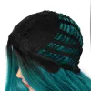 Perruques Aiyee synthétique ombre perruques vertes foncées pour femmes droites avec légèrement bouclé sous les faux cheveux naturels longs wig cosplay bon marché