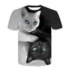 T-shirts pour hommes mignons animaux drôles de chat drôle de chat 3D T-shirts imprimés pour hommes femmes décontractées tops y2k fashion o-cou imprime plus taille