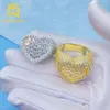Bagetler kalp moissanit buzlu yüzükler için kadınlar s sier alyans parmak mücevher geçişi elmas test cihazı