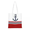 Boodschappentassen aangepast anker nautische witte marine canvas dames duurzame boodschappen navigatie tote shopper