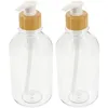 Liquid Soap Dispenser 2 Pcs Bottled Container Plastic Pump Bamboo Travel Containers Bathroom