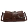 Shoulder Bags Solid Color Women Chain Side Bag Small PU Leather Handbag And Wallet Vintage Lady Flap Crossbody Sling